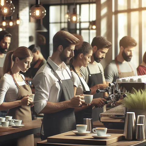 Realistic stock image of a barista preparing coffee